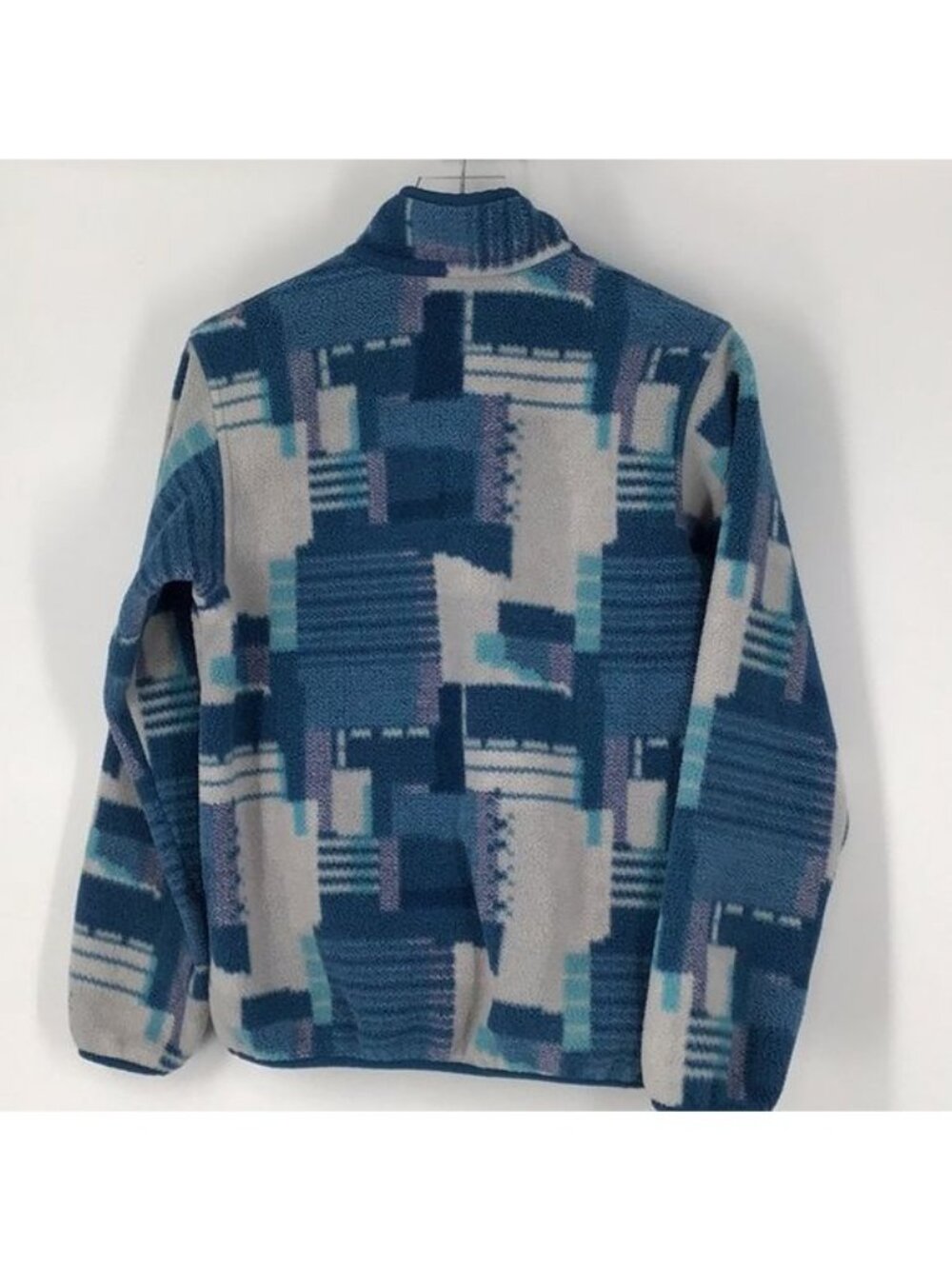 Patagonia Synchilla Snap-T Pullover Fleece Blue 2015 Stitchwork Geometric Print - Picture 3 of 6